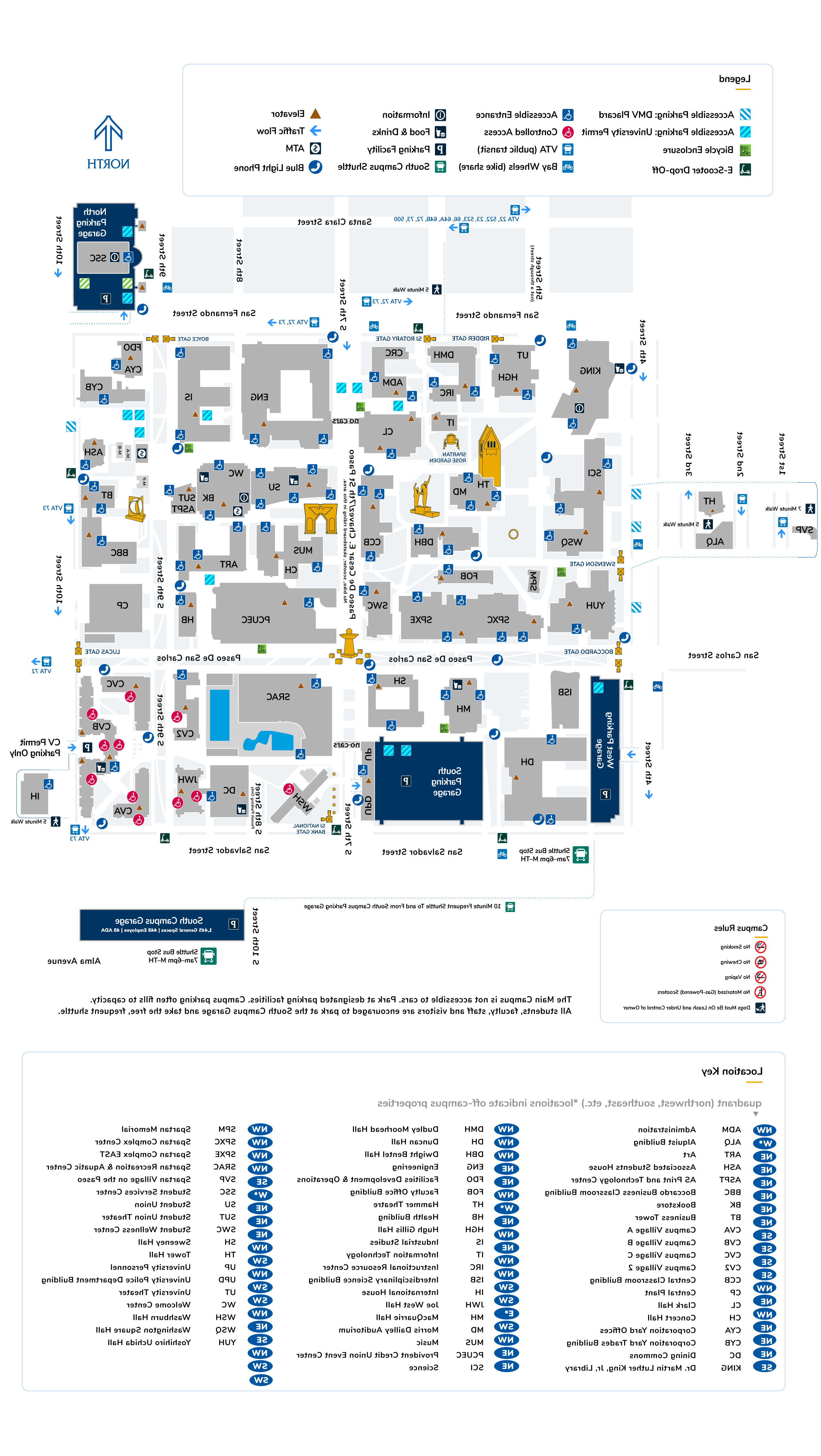 Map of the main San Jose State University campus